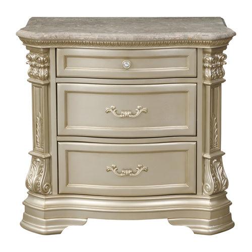 Antoinetta Champagne Nightstand, Marble Top 1919Nc-4 | Homelegance