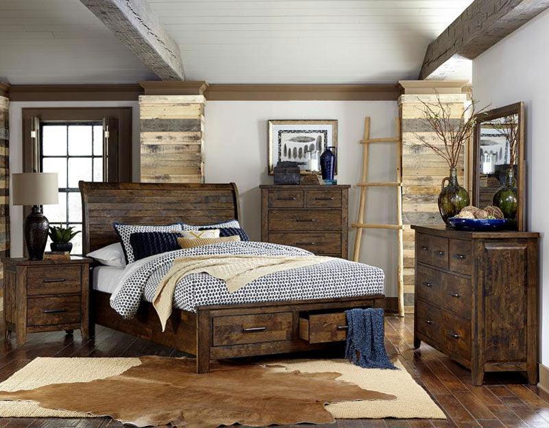 Jerrick 5 Piece Queen Platform With Storage Bedroom Set In Burnished Brown 1957-1-5Set | Homelegance