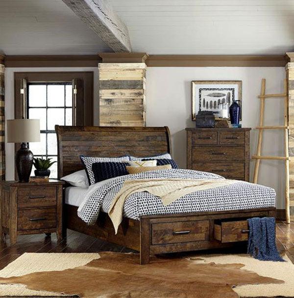 Jerrick 3 Piece Queen Platform With Storage Bedroom Set In Burnished Brown 1957-1-3Set | Homelegance