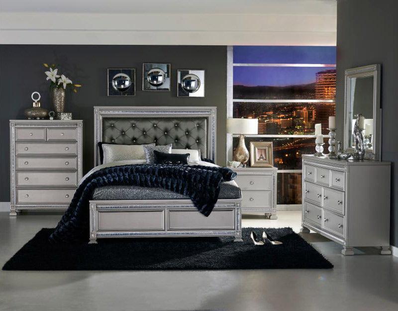 Bevelle 6 Piece Eastern King Bedroom Set In Silver 1958K-1Ek-6Set | Homelegance