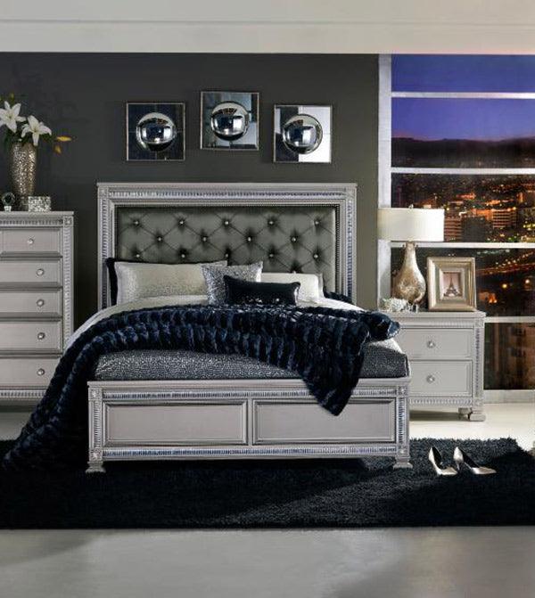 Bevelle 3 Piece Eastern King Bedroom Set In Silver 1958K-1Ek-3Set | Homelegance