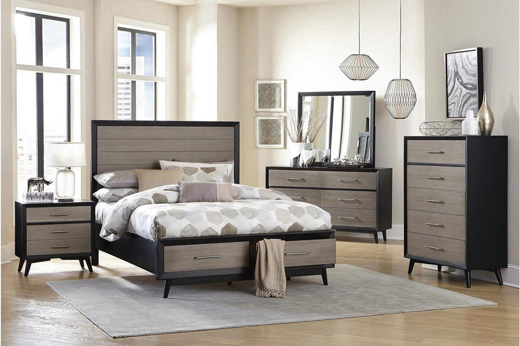 Raku Queen Platform Bed With Footboard Storage In Gray And Black 1711-1* | Homelegance