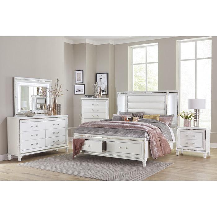 Tamsin Eastern King Platform Bed With Led Lighting And Footboard Storage In White 1616Wk-1Ek* | Homelegance