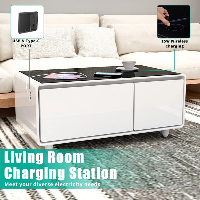 Party Time Modern Smart Coffee Table with Built-in Fridge