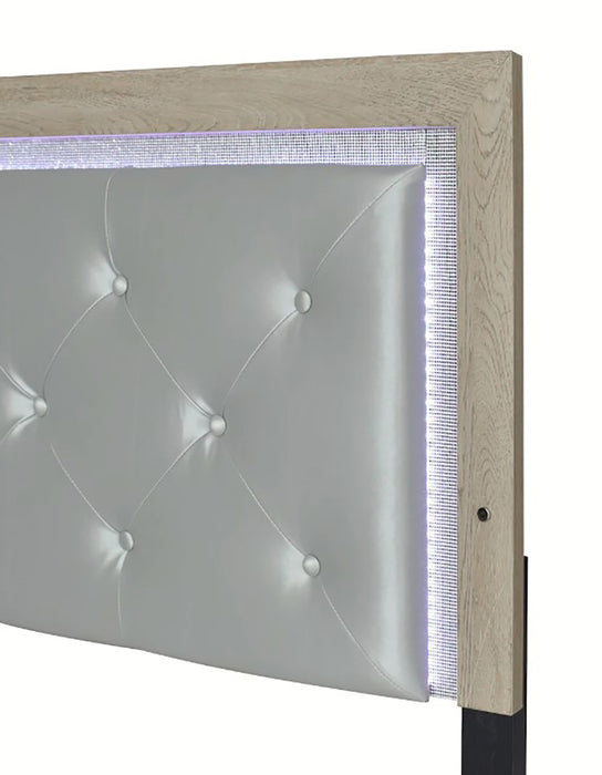 Crown Mark Furniture Jaylen King Upholstered Panel Bed in Gray