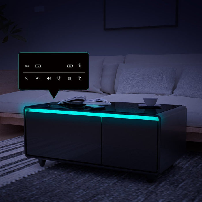 Party Time Modern Smart Coffee Table with Built-in Fridge