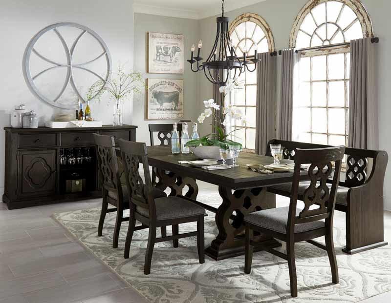 Arasina Dark Pewter 6 Piece Extendable Rectangular Dining Table Set 5559N-96-6 | Homelegance