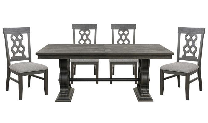 Arasina Dark Pewter 5 Piece Extendable Rectangular Dining Table Set 5559N-96-5 | Homelegance