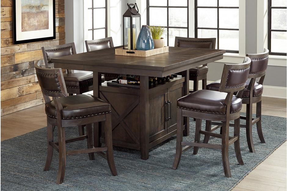 Oxton 7 Piece Counter Height Table Set In Dark Cherry 5655-24-7Set | Homelegance