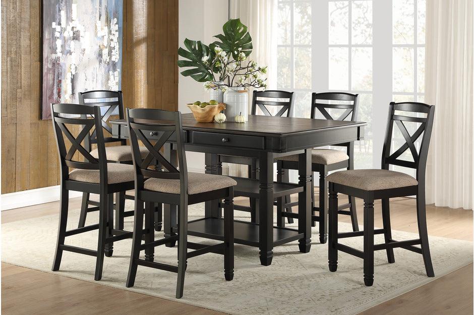 Baywater 7 Piece Counter Height Table Set In Natural And Black 5705Bk-36-7Set | Homelegance