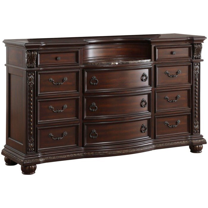 Cavalier Dark Cherry 5 Piece Eastern King Sleigh Bedroom Set 1757K-1Ek-9 | Homelegance