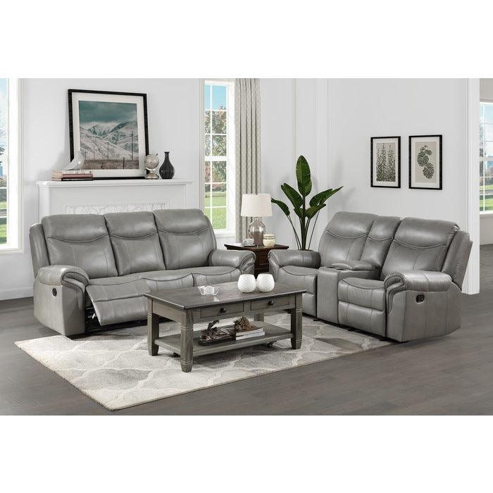 Aram 2 Piece Double Reclining Living Room Set In Gray 8206Gry-3-2 | Homelegance