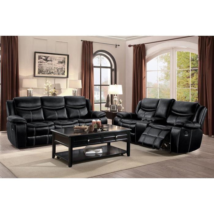 Bastrop Double Glider Reclining Loveseat With Center Console 8230Blk-2 | Homelegance
