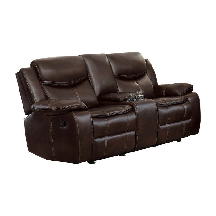 Bastrop Double Glider Reclining Loveseat With Center Console 8230Brw-2 | Homelegance