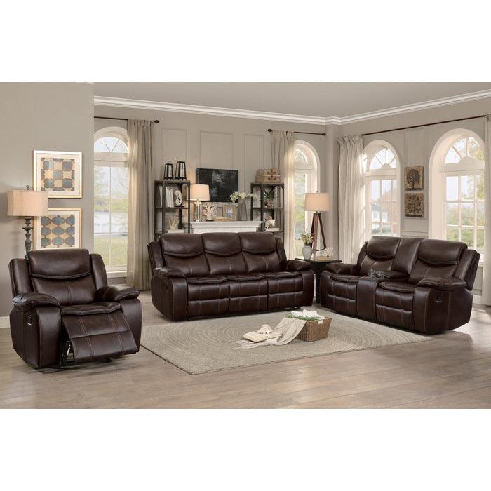 Bastrop Double Glider Reclining Loveseat With Center Console 8230Brw-2 | Homelegance