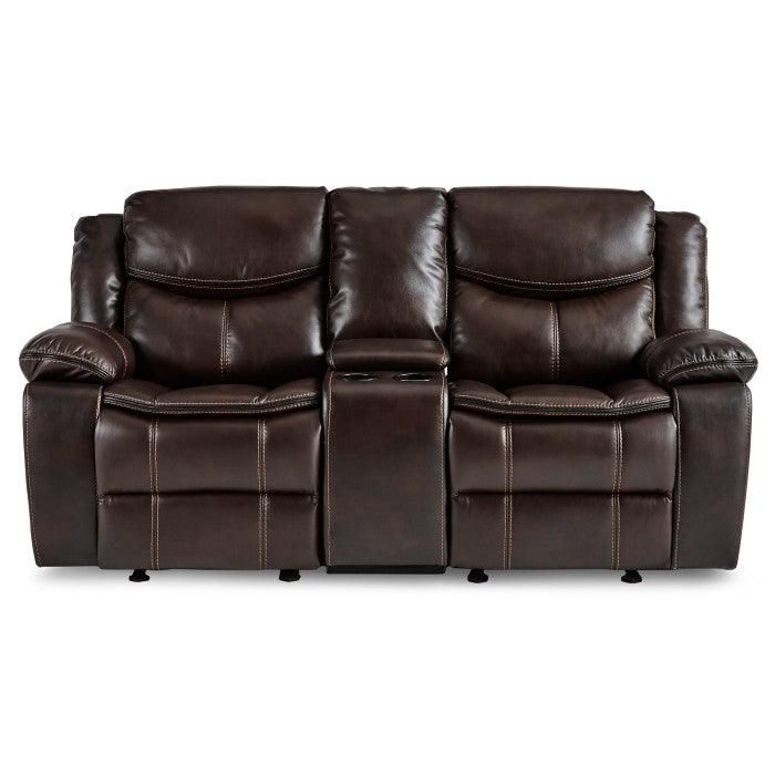 Bastrop Double Glider Reclining Loveseat With Center Console 8230Brw-2 | Homelegance