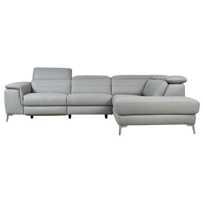 Cinque Light Gray Leather Power Reclining Sectional 8256Gy | Homelegance