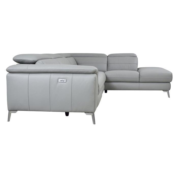 Cinque Light Gray Leather Power Reclining Sectional 8256Gy | Homelegance