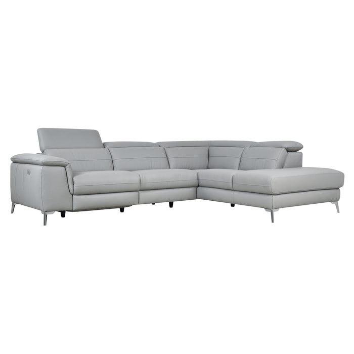Cinque Light Gray Leather Power Reclining Sectional 8256Gy | Homelegance