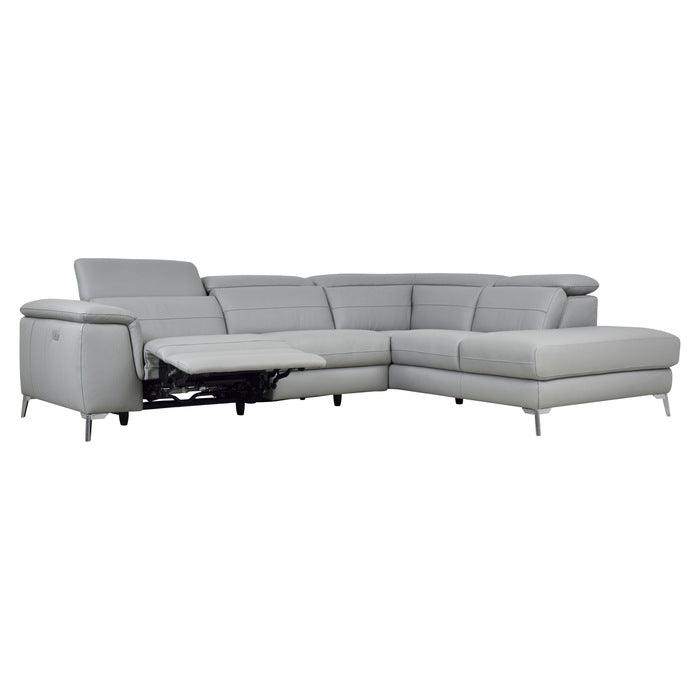 Cinque Light Gray Leather Power Reclining Sectional 8256Gy | Homelegance