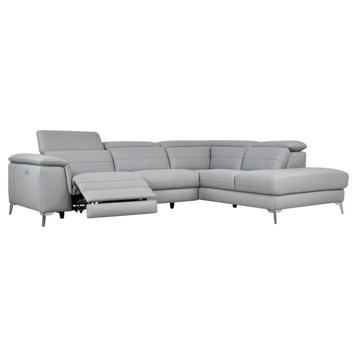 Cinque Light Gray Leather Power Reclining Sectional 8256Gy | Homelegance