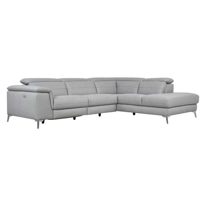 Cinque Light Gray Leather Power Reclining Sectional 8256Gy | Homelegance