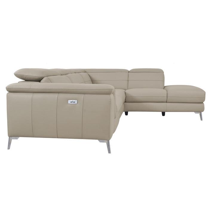 Cinque Taupe Leather Power Reclining Sectional 8256 | Homelegance