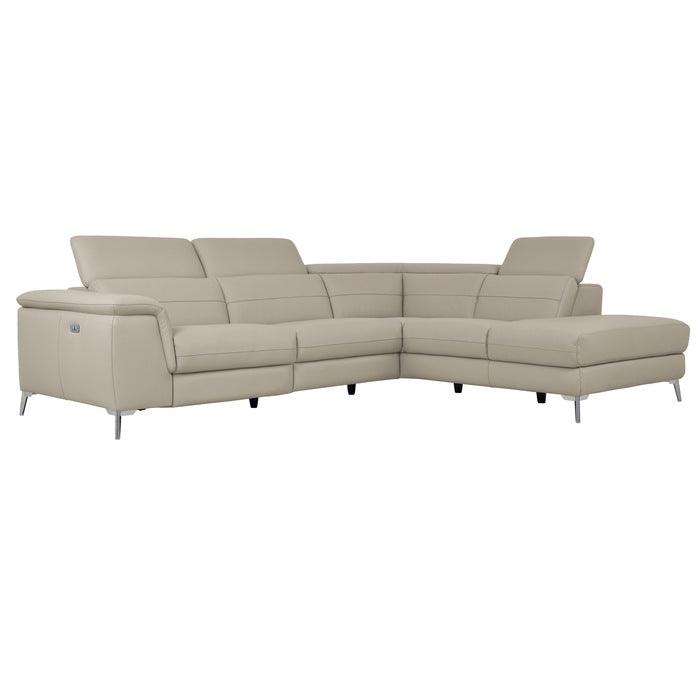 Cinque Taupe Leather Power Reclining Sectional 8256 | Homelegance