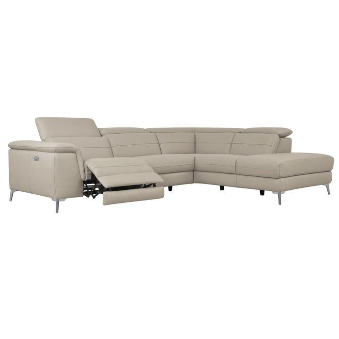 Cinque Taupe Leather Power Reclining Sectional 8256 | Homelegance