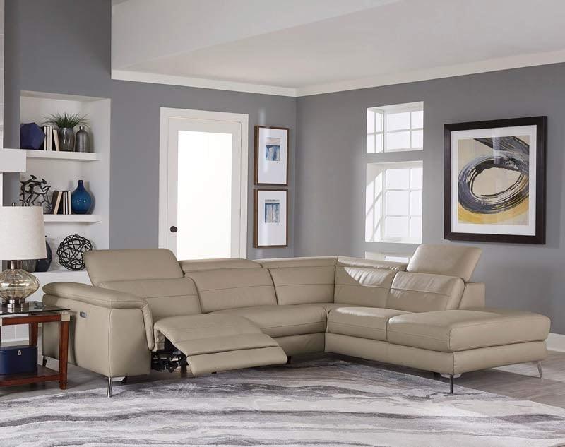 Cinque Taupe Leather Power Reclining Sectional 8256 | Homelegance