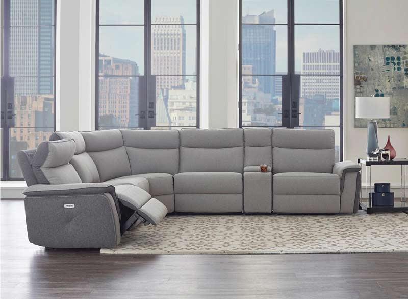 Maroni Gray 6 Piece Power Sectional With Power Headrest 8259-6Scpwh | Homelegance