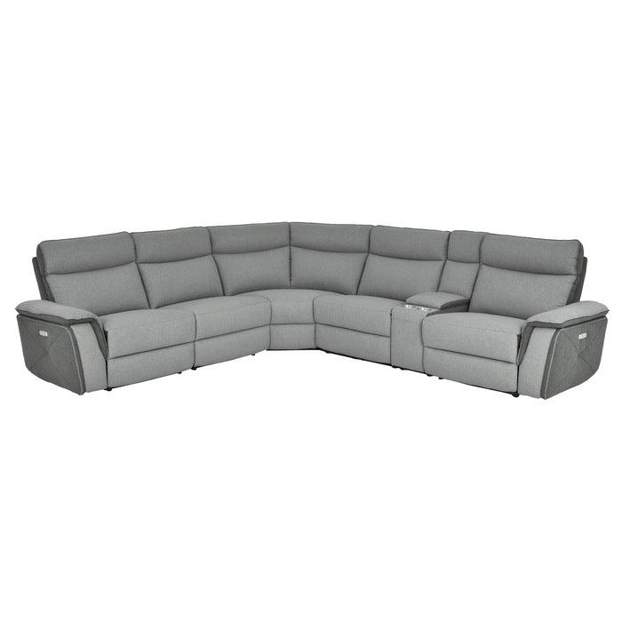 Maroni Gray 6 Piece Power Sectional With Power Headrest 8259-6Scpwh | Homelegance