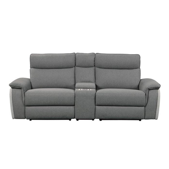 Maroni Power Double Reclining Love Seat With Center Console And Power Headrests In Gray 8259Dg-2Cnpwh* | Homelegance