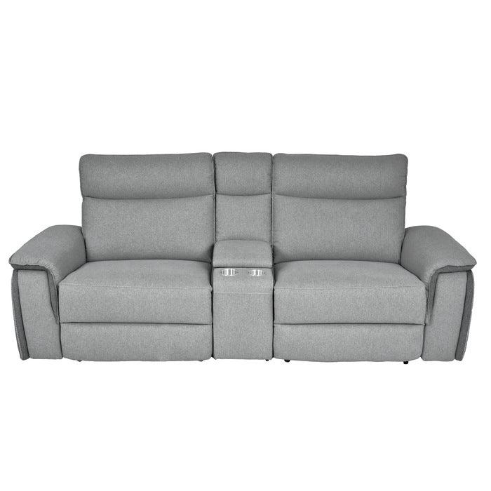 Maroni Power Double Reclining Love Seat With Center Console And Power Headrests In Gray 8259-2Cnpwh* | Homelegance