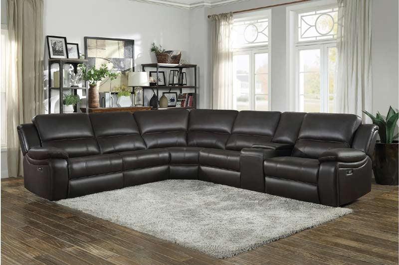 Falun Dark Brown 6 Piece Power Sectional 8260Db-6Pw | Homelegance