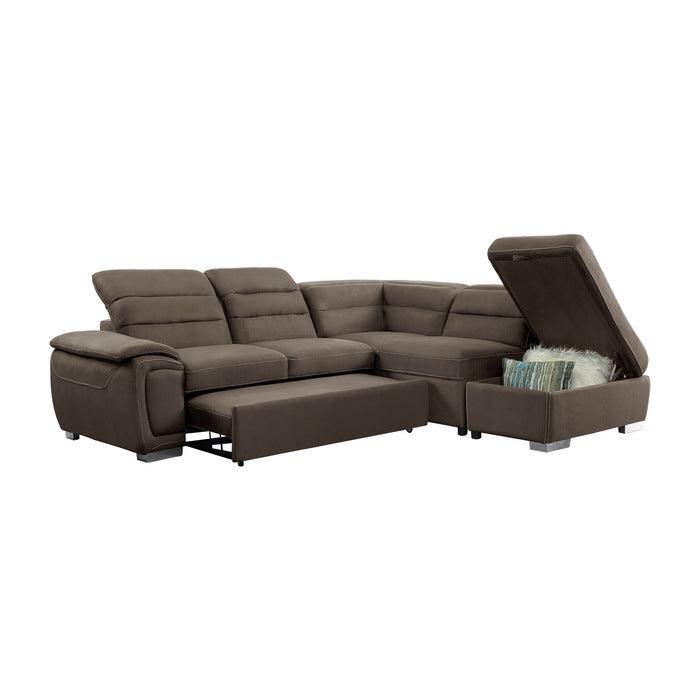 Platina Chocolate 3 Piece Sectional Sofa 8277Ch | Homelegance