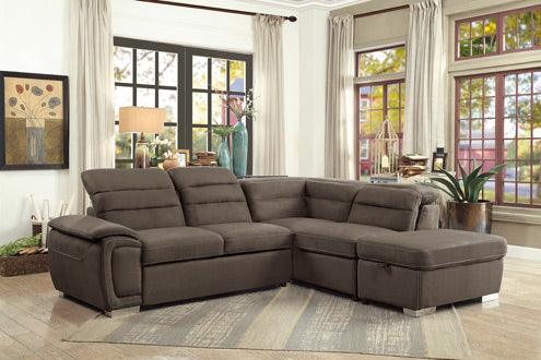 Platina Chocolate 3 Piece Sectional Sofa 8277Ch | Homelegance