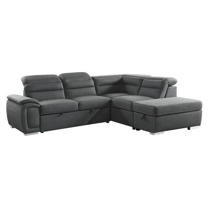 Platina 3-Piece Sectional With Pull-Out Bed And Storage Ottoman In Gray 8277Ngy* | Homelegance