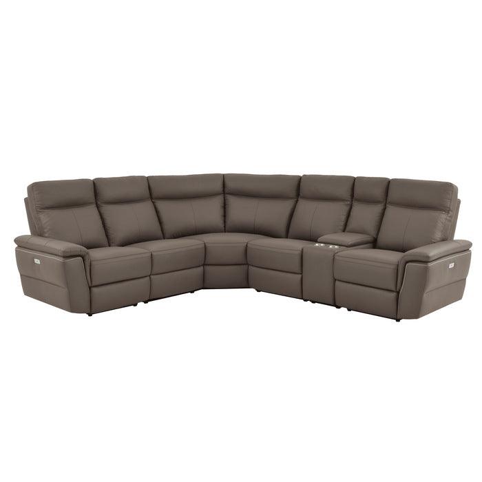 Olympia 6-Piece Modular Power Reclining Sectional In Raisin 8308*6C | Homelegance