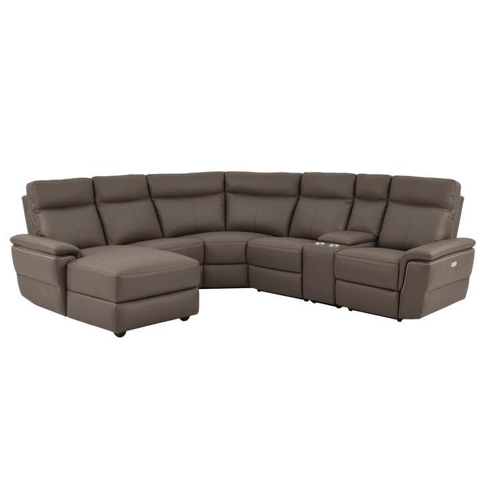Olympia 6-Piece Modular Power Reclining Sectional With Left Chaise In Raisin 8308*6A | Homelegance