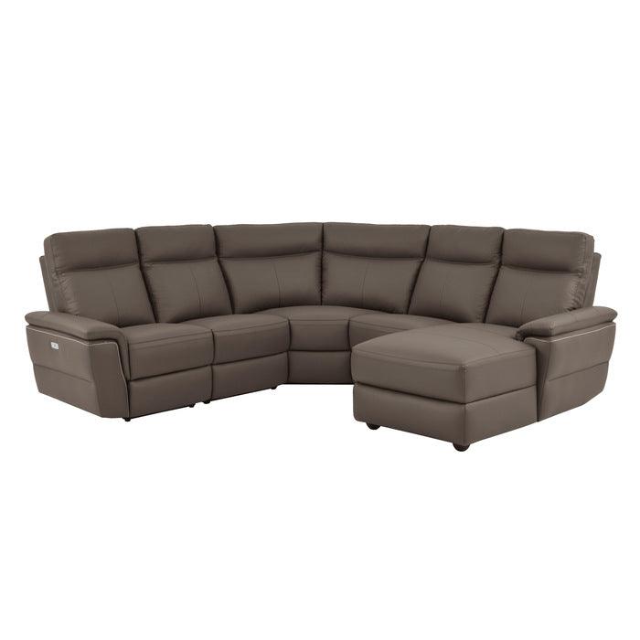 Olympia 5-Piece Modular Power Reclining Sectional With Right Chaise In Raisin 8308*5B | Homelegance