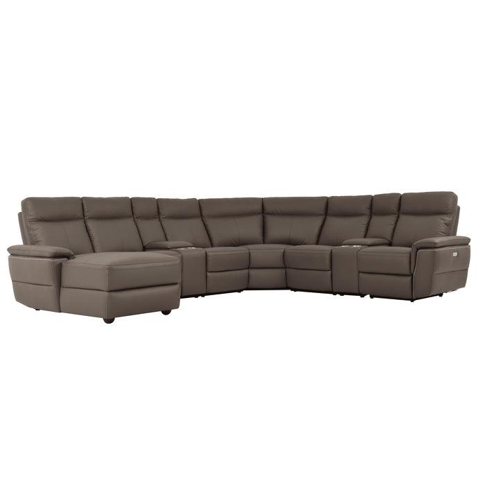 Olympia 8-Piece Modular Power Reclining Sectional With Left Chaise In Raisin 8308*8A | Homelegance