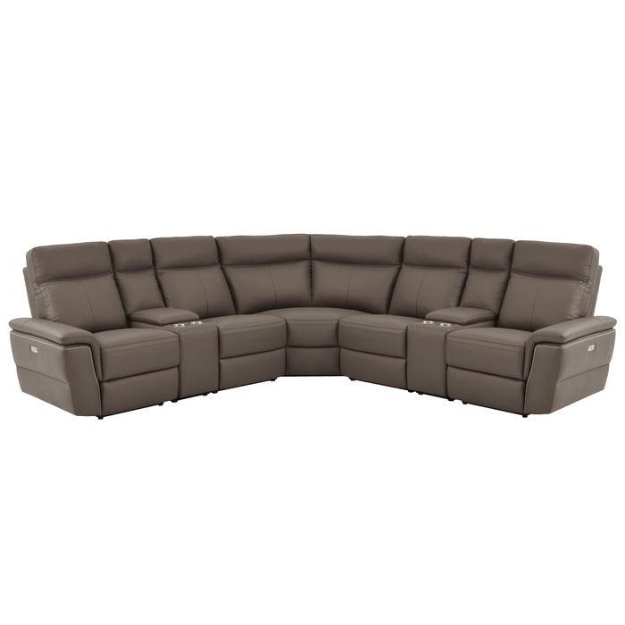 Olympia 7-Piece Modular Power Reclining Sectional In Raisin 8308*7C | Homelegance