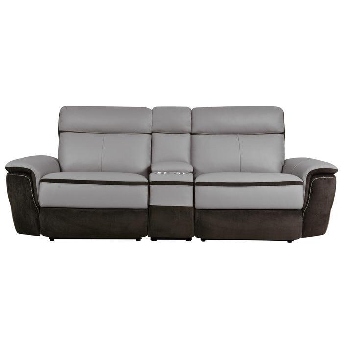 Laertes Power Double Reclining Loveseat With Center Console In Taupe Gray 8318-2Cnpw* | Homelegance