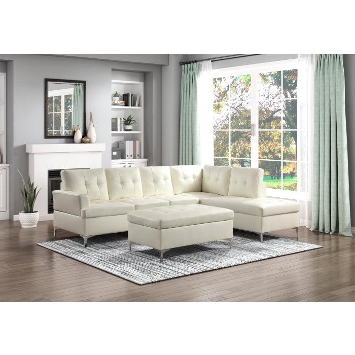 Barrington 3-Piece Sectional With Right Chaise And Ottoman In White 8378Wht*3 | Homelegance