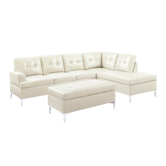 Barrington 3-Piece Sectional With Right Chaise And Ottoman In White 8378Wht*3 | Homelegance