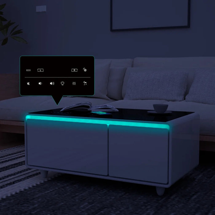 Party Time Modern Smart Coffee Table with Built-in Fridge