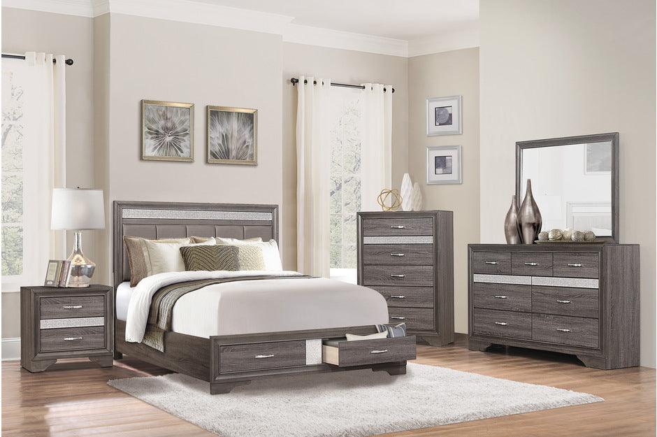 Luster 5 Piece Eastern King Platform Bedroom Set In Gray 1505K-1Ek-5Set | Homelegance