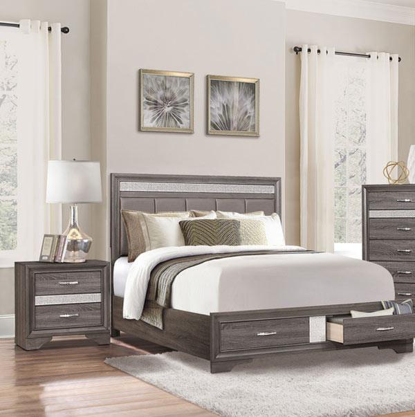 Luster 3 Piece Queen Platform Bedroom Set In Gray 1505-1-3Set | Homelegance