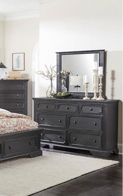 Bolingbrook Dresser With Mirror In Wire-Brushed Charcoal 1647-Dm | Homelegance